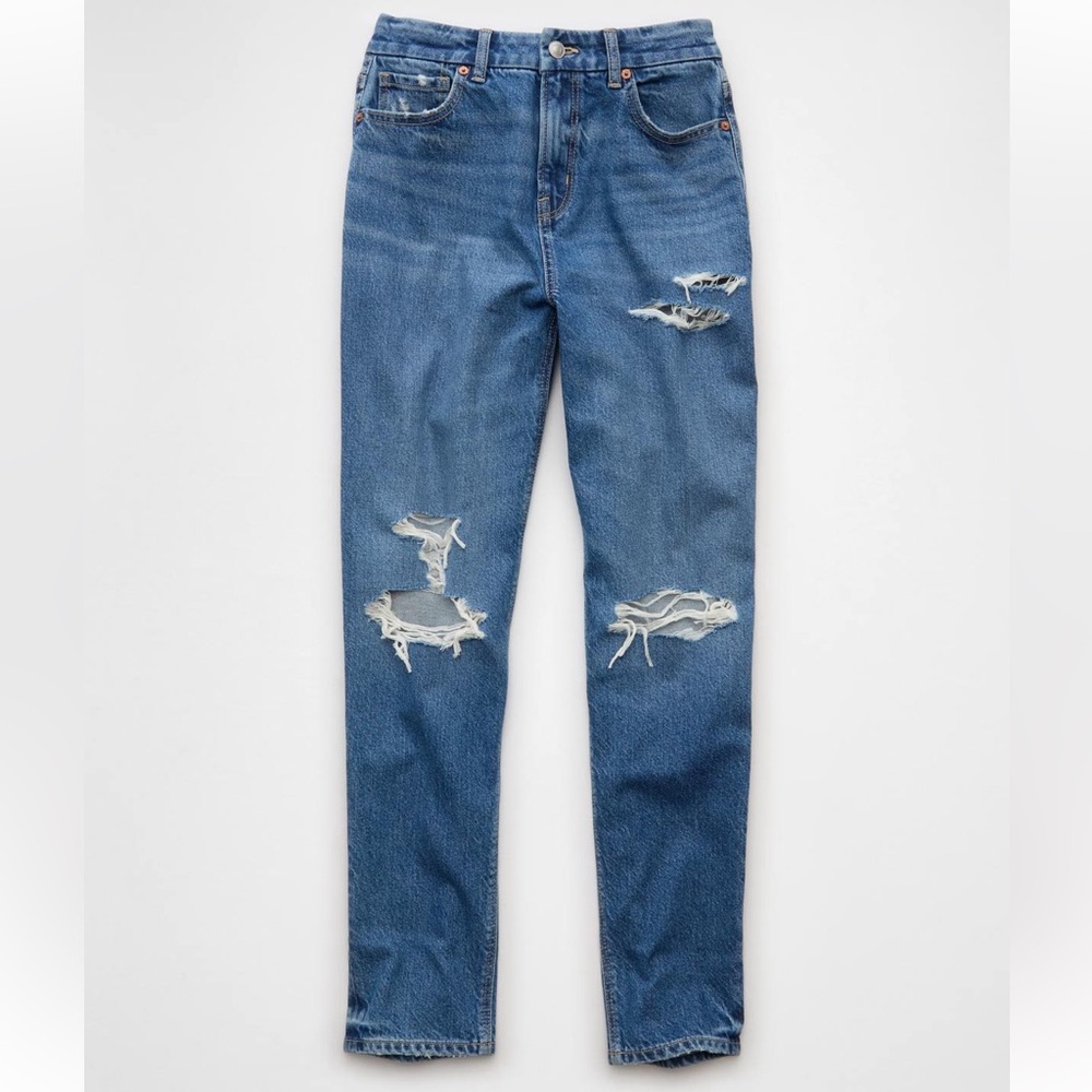 Distressed Blue Denim Jeans